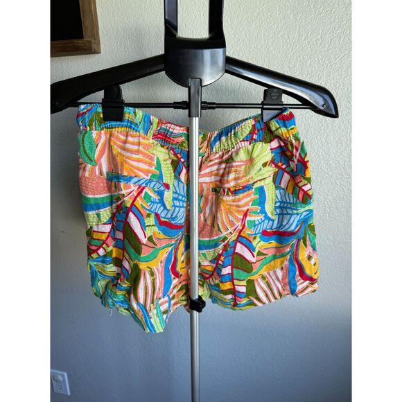 C&C California 100% Linen Tropical Print Shorts Beachy Hawaiian Resort Women's M - Picture 2 of 3